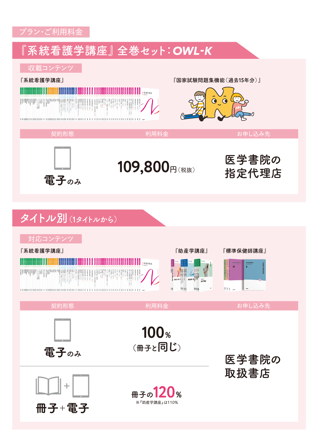 プラン・利用料金 | 看護師・保健師・助産師養成テキストシリーズ