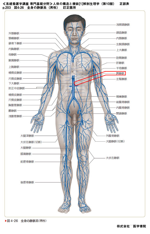 医学書院 正誤表 サポート情報 系統看護学講座 専門基礎分野 人体の構造と機能 1 解剖生理学 第10版 正誤表