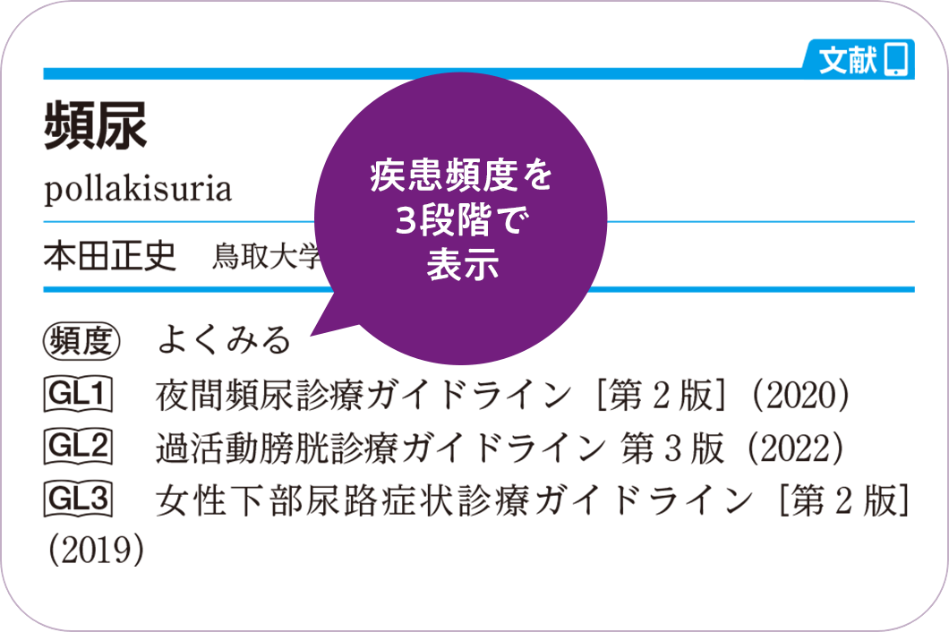 疾患頻度を3段階で表示
